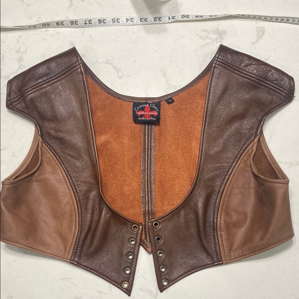 Crimson Chain Brown Leather Vest